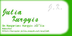 julia kurgyis business card